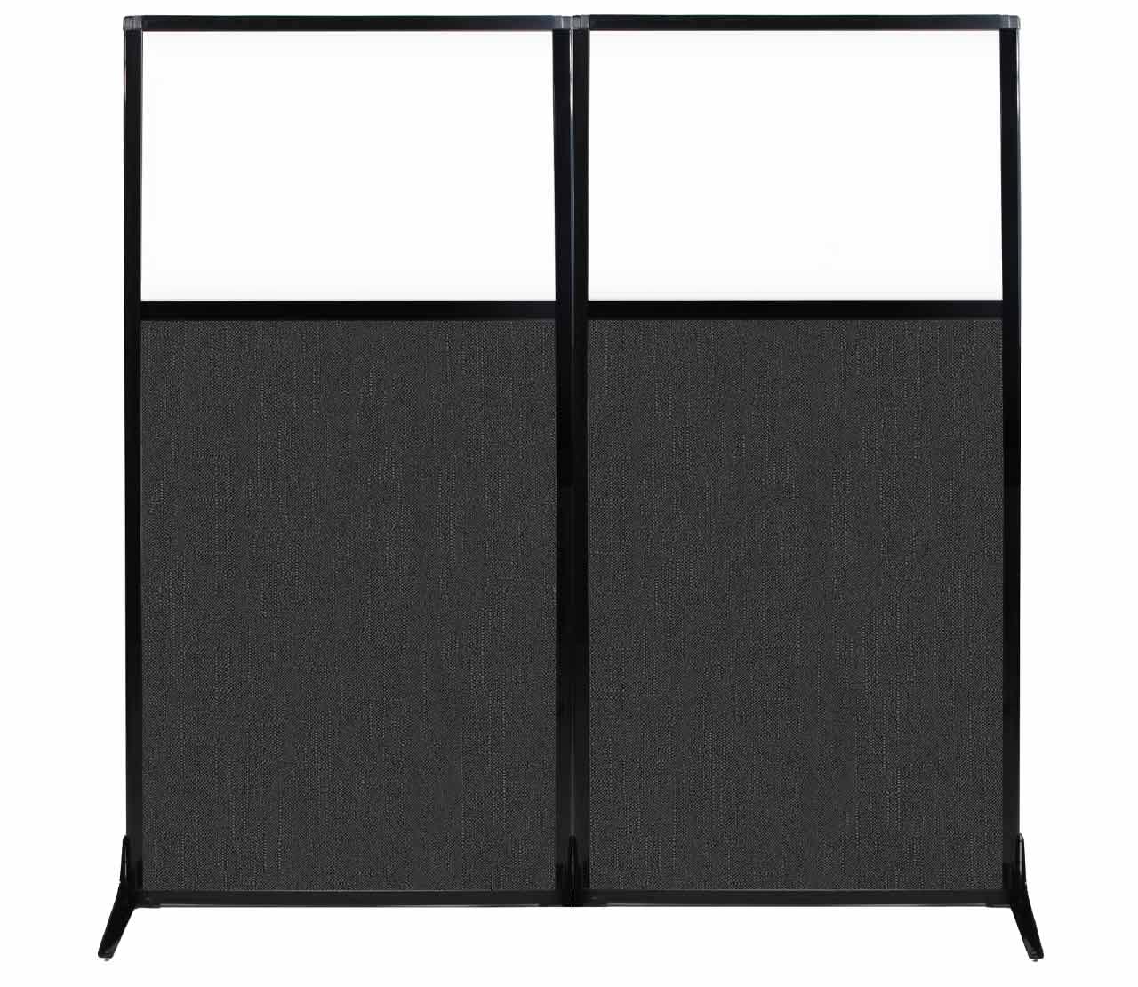 Versare Workstation Partition | Portable Wall Divider | Modern Office Cubicle | Free Standing Privacy Screen | Flexible Work Space | 66" x 70" W/Window, Black Fabric Panels