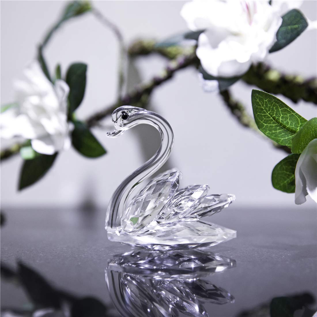 H&D HYALINE & DORA Sparkle Crystal Swan Figurine Collection Paperweight Table Centerpiece Ornament
