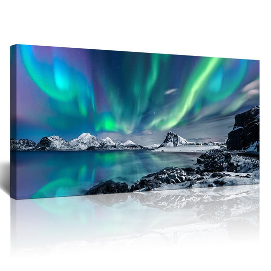Lapremoly Canvas Wall Art For Living Room farmhouse Wall Decor For Bedroom Office Decor Blue Aurora Pictures Landscape Wall Paintings Prints posters Artwork Framed Wall Mural Room Home Decoration