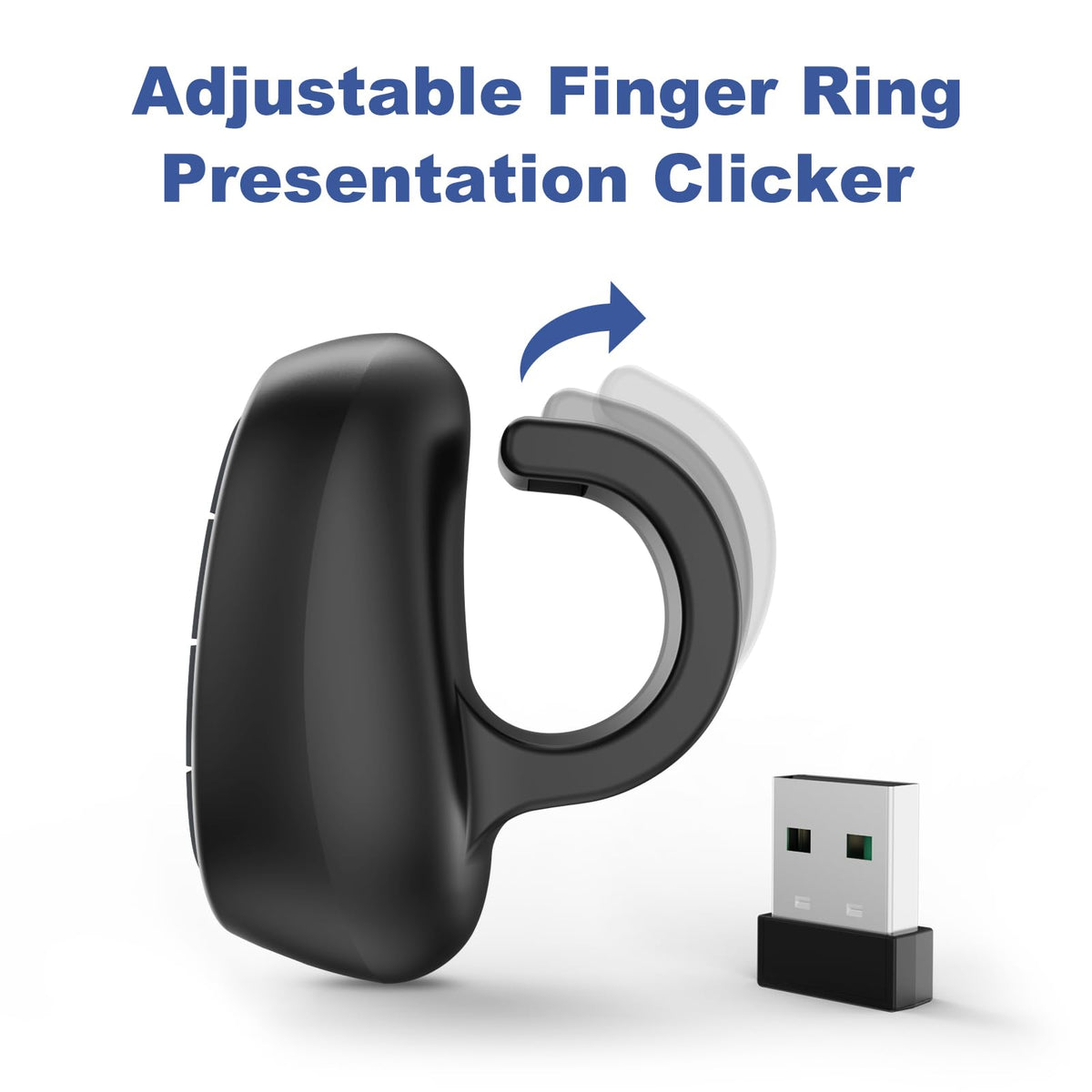 Presentation Clicker PowerPoint Wireless Presenter Remote: Laser Pointer Computer Clickers, Hyperlink Finger Ring Project Power Point PPT Clicker for Mac Laptop Office, Slideshow Google Slide Advancer