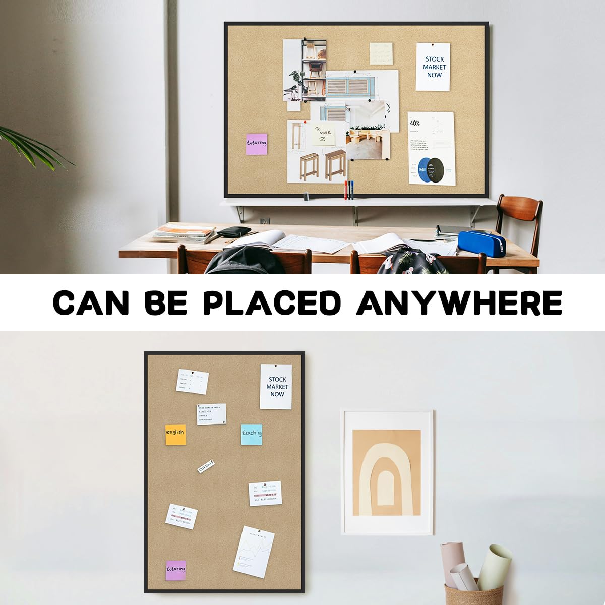 INNOVART Extra Large Cork Bulletin Board 72" X 48" with 40 Push Pins, Corkboard with Natural Wood Frame, Notice Board for Wall, Wall Mount Framed Pin Board for Home, Office, School