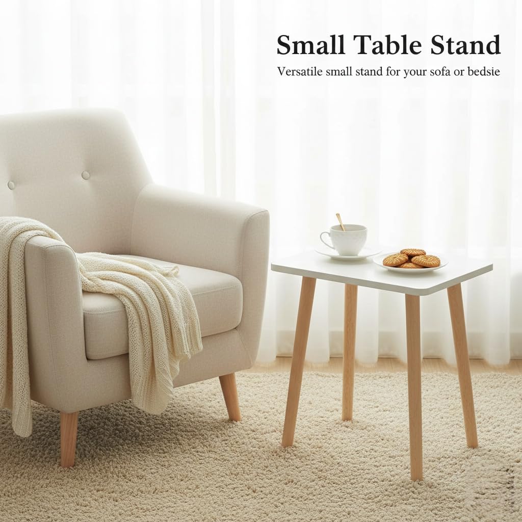 FORAOFUR Small Side Table, Modern Wood Mini Coffee Table, Easy Assembly Compact End Table for Living Room Bedroom Sofa, Minimalist White Accent Furniture for Small Spaces