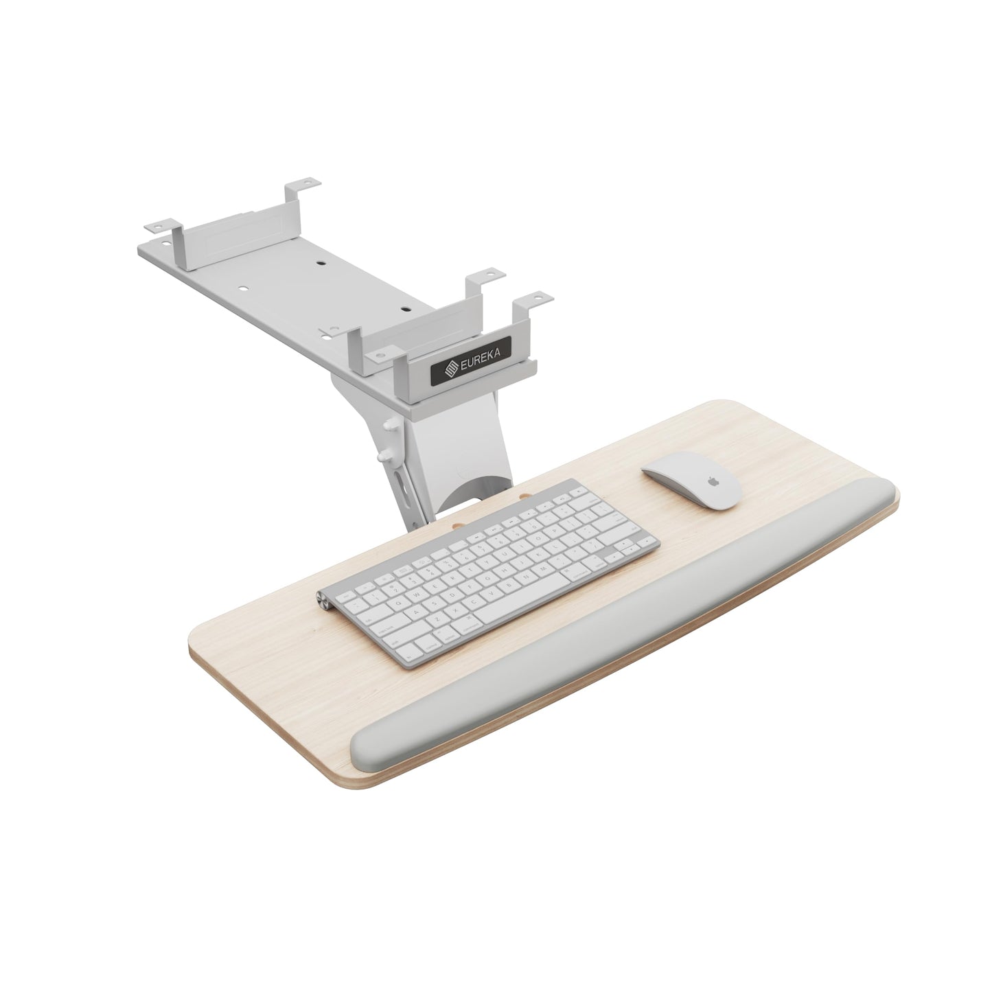 EUREKA ERGONOMIC Keyboard Tray Height Adjustable, Swivel Tilt Computer Keyboard Drawer Under Desk, 25x9.13'' Sliding Keyboard & Mouse Platform with Mouse Pad for Typing, Maple