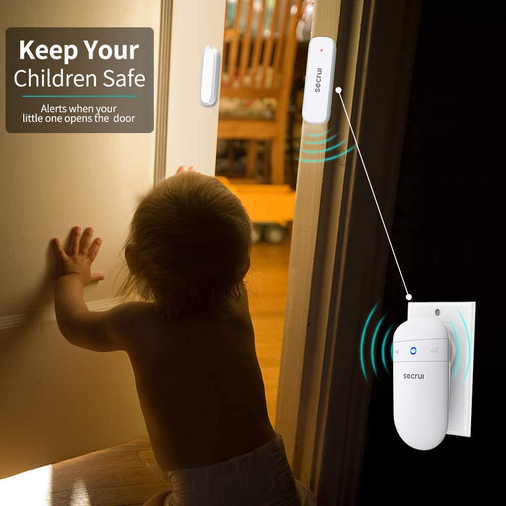 Door Chime When Door Opens, Door Opened Alarm for Home/Business Office/Bedroom Entering, 1-Sensor + 1-Receiver with 500FT Range,58 Chimes,5-Volume Level, Entry Alert for Kids/Toddler/Dementia Safety