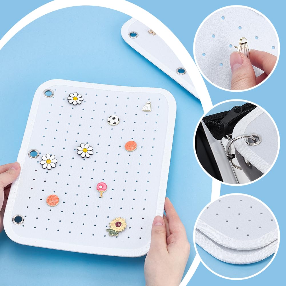 PH PandaHall 6pcs Enamel Pin Display Pages, 8.5"x11" Pin Trading Board Pages Felt Pins Boards Page Brooch Display Holder with Protective Page for Binder Brooch Button Lapel Pins Protect, White