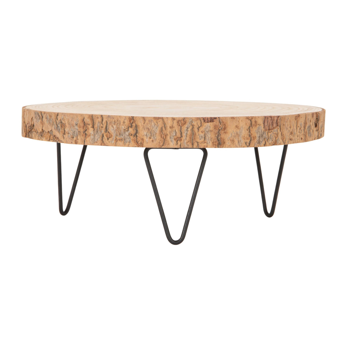 Creative Co-Op Large Paulownia Wood Pedestal with Metal Legs