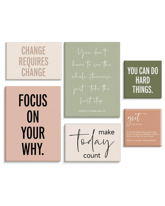 Framed Motivational Office Wall Decor, Set of 6 Boho Inspirational Canvas Wall Art Office Decorations for Work, Positive Affirmations Quotes Posters for Workout Room Home Bedroom