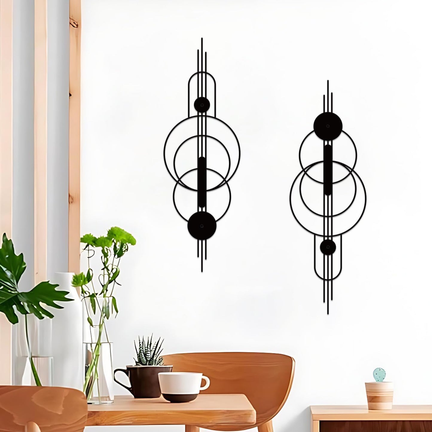 ruelen 2 Pcs Small Metal Abstract Wall Art, Modern Minimalist Wall Decor Single Line Art Metal Vertical Wall Decor Geometric Wall Hanging Sculptures for Home Bedroom Living Room, 15.7 x 5.1 Inch