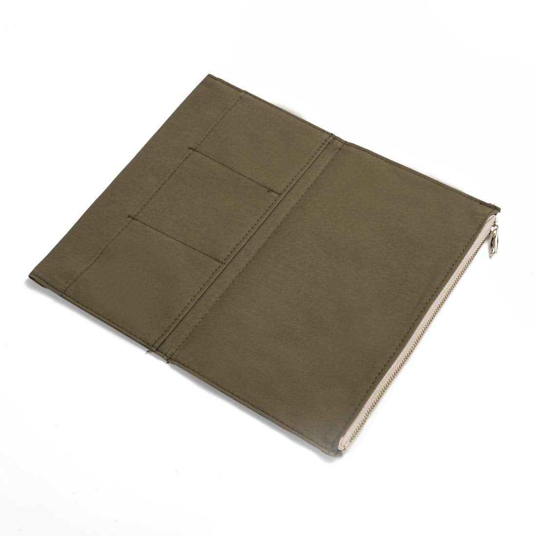 Moterm Canvas Zipper Pocket for Travelers Notebook, 1 Insert Pouch Refill for TN Accessories Standard Size Paper Card Holder Storage Bag (Olivegreen)