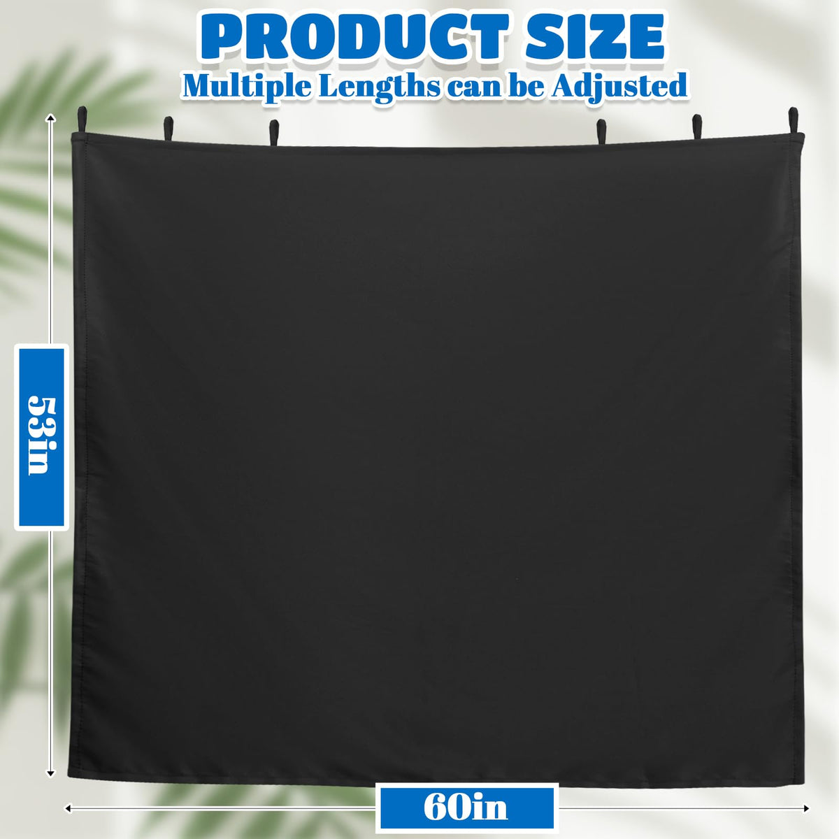 Pinkunn 60 x 53 Inch Black Adjustable Office Cubicle Curtain with Stainless Steel Self Adhesive Hook Extra Large Portable Privacy Door Partition Room Office Divider