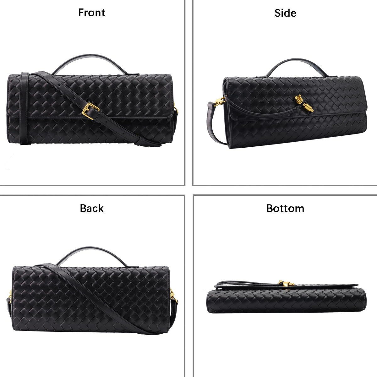 Hoochie Masa Woven Clutch Purse for Women Designer Shoulder Handbag Leather Crossbody Evening Bag with Detachable Chain (Emerald Green)
