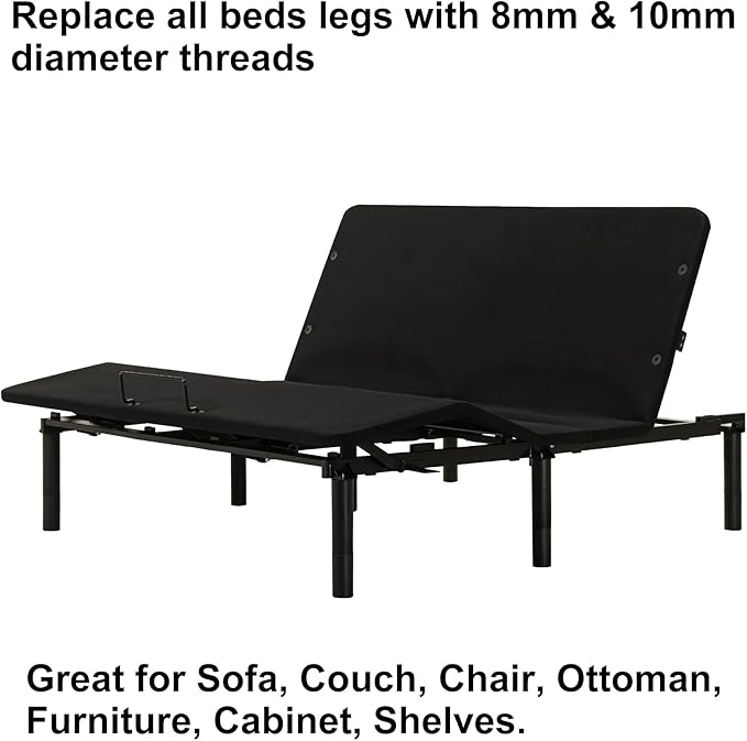 12 Inch Bed Legs Replacement for Adjustable Bed Frame Base, Felt Bottom Protect