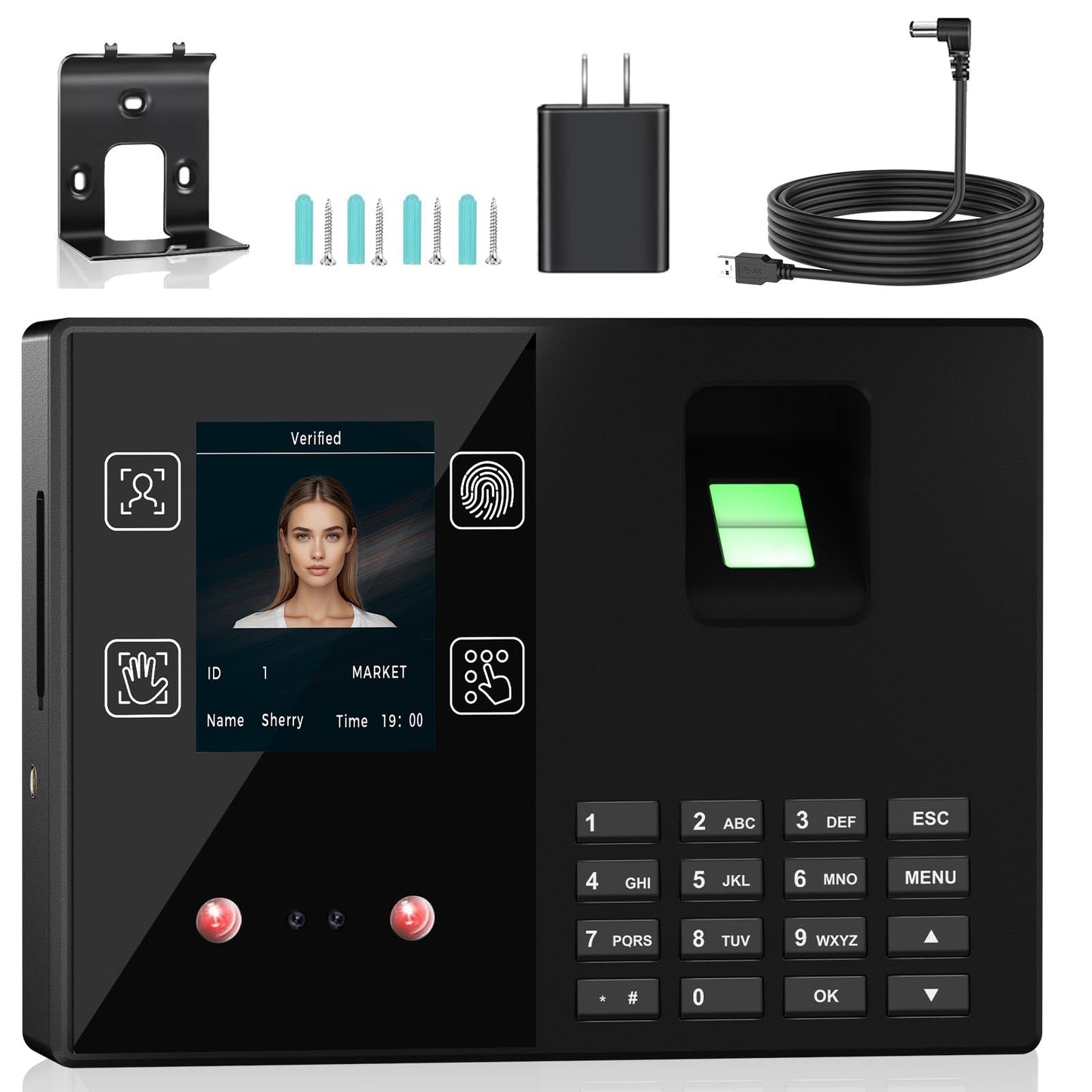 Time Clocks for Employees Small Business, Face + Fingerprint + Palm + PIN, Clock in and Out Machine for Employees, No Monthly Fee No Software Required