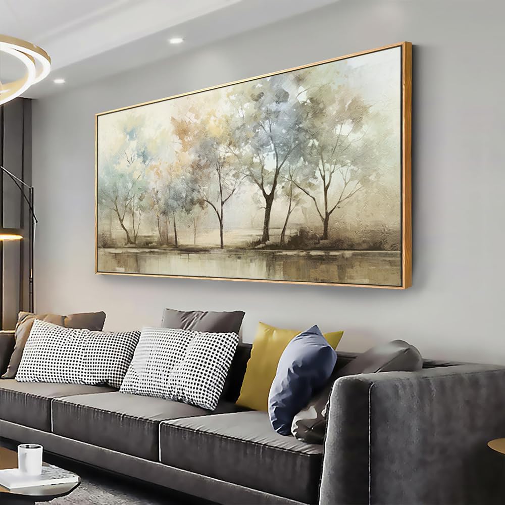 VHMING Abstract Wall Art Artwork Retro Trees Pictures Decor Canvas Painting Framed Ready to Hang Living Room Bedroom and Office Wall Decor 20x40 Inch