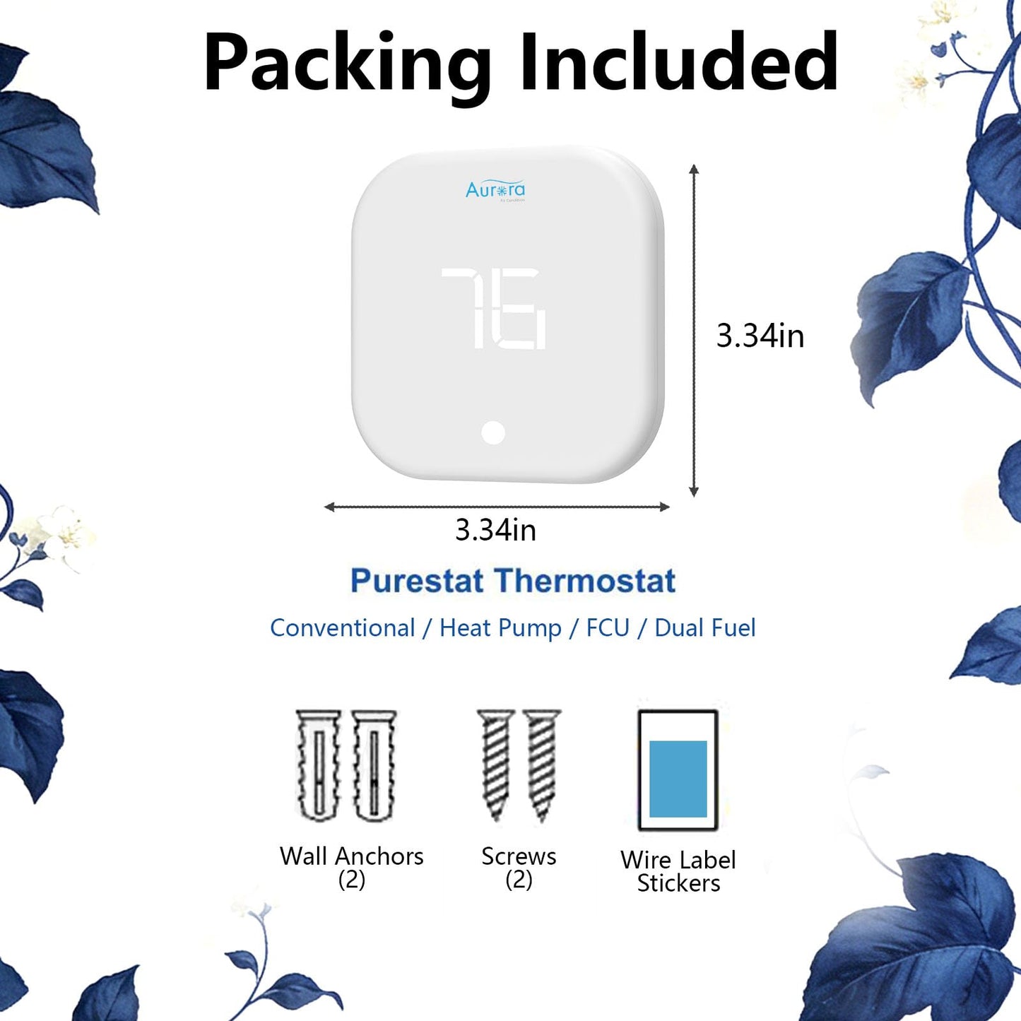 Aurora air-condition Smart Thermostat for House, Enhanced Programmable WiFi Thermostat, Saving Thermostat-Up to 4 Heat/2 Cool, Easy DIY Install
