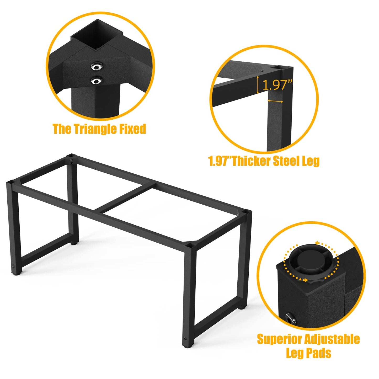 NSdirect 63" Large Computer Desk,Modern Simple Style PC Table Office Desk Wide Workstation for Study Writing,Gaming and Home Office,Extra 1" Thicker Wooden Tabletop and Black Metal Frame,White+Black