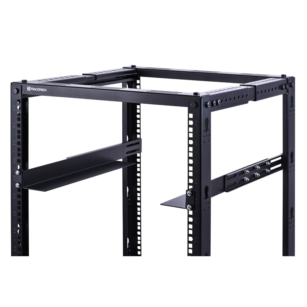RackPath 1U 4-Post Server Rack Rail, 20.2-32 Inch Adjustable Depth - 110lbs Capacity