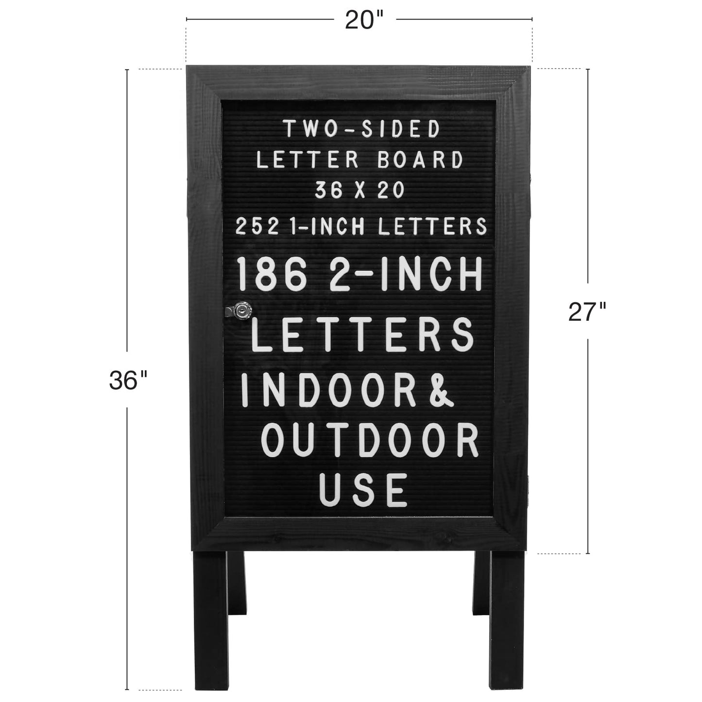 Large Wooden A-Frame Sidewalk Sign 36x20 Felt Letter Board w/Changeable Letters - EGP-HD-0084