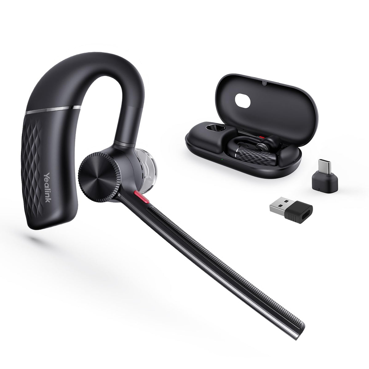 Yealink BH71 Pro Bluetooth Headset with USB-C/A Dongle, Teams Certified, Wireless Earpiece for Cell Phone,PC,Laptop,Noise Cancelling Microphone, Adjustable Ear Hook