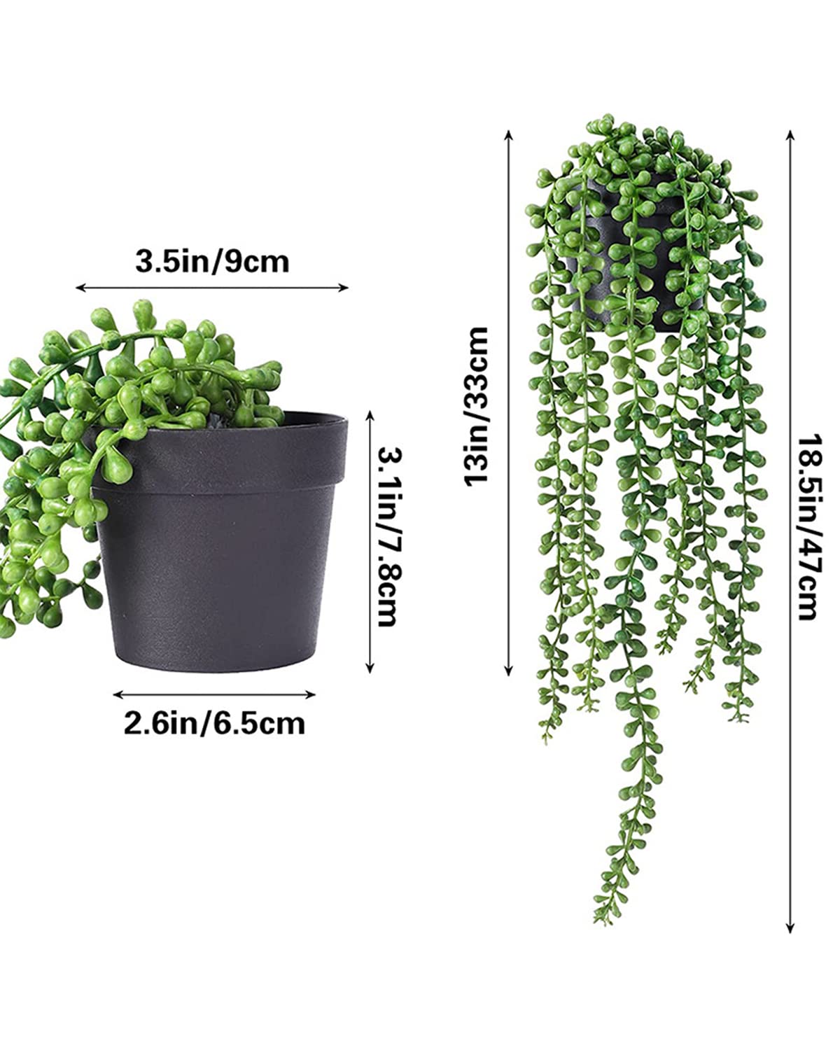 iToids 1 Pack Artificial Hanging Plants, Fake Potted Hanging String of Pearls Vine - Ideal for Home, Living Room, Office, Shelf, Farmhouse, Outdoor, Indoor Decor - Perfect Decor for All Seasons