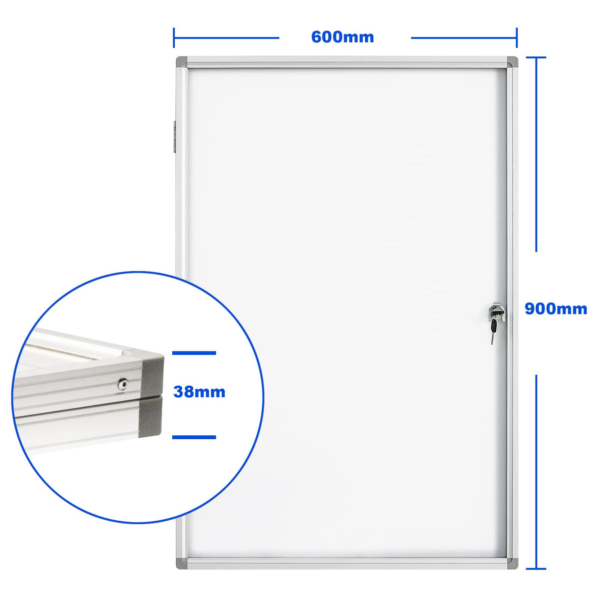 BIBOC 36x24 Inches Lockable Bulletin Boards White Board Frame Enclosed Display Case,with Magnets,for School Message Notice Whiteboard