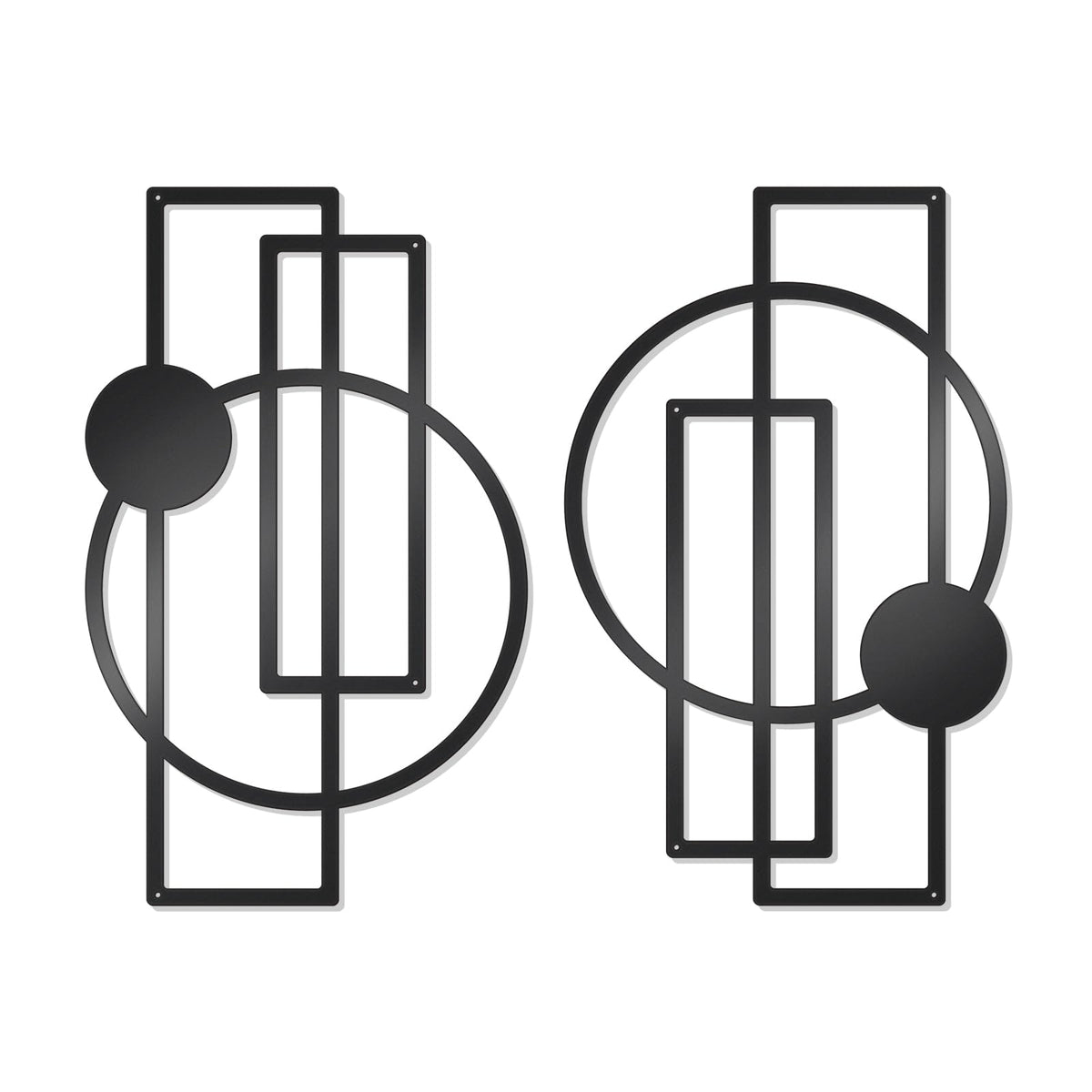 OYEFLY 2 Pcs Metal Abstract Wall Art,Modern Geometric Decor (Black, style 1)
