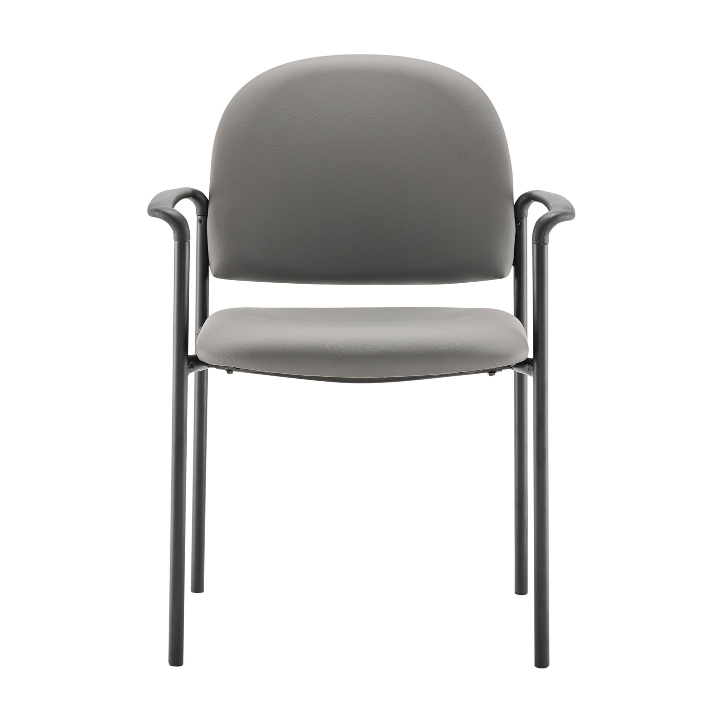 Flash Furniture Tiffany Side Reception Chair with Armrests, Stackable Vinyl Waiting Room Chair for Commercial or Residential Use, Gray