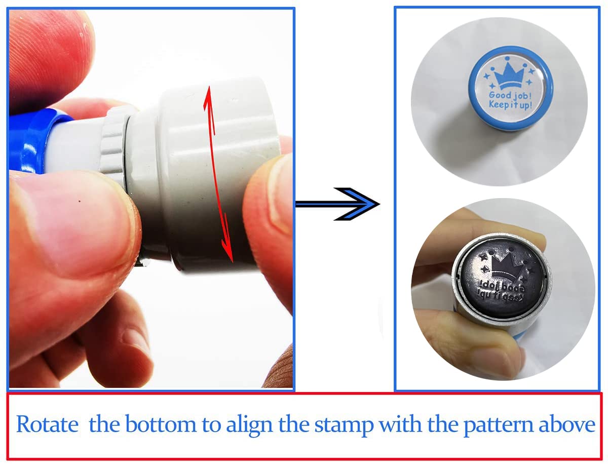 WAF Pack of 5 Sorted Teacher Stamp Teachers Self-Inking Rubber Stamps Teacher Review Photosensitive Stamps for Education Very Good-5pcs