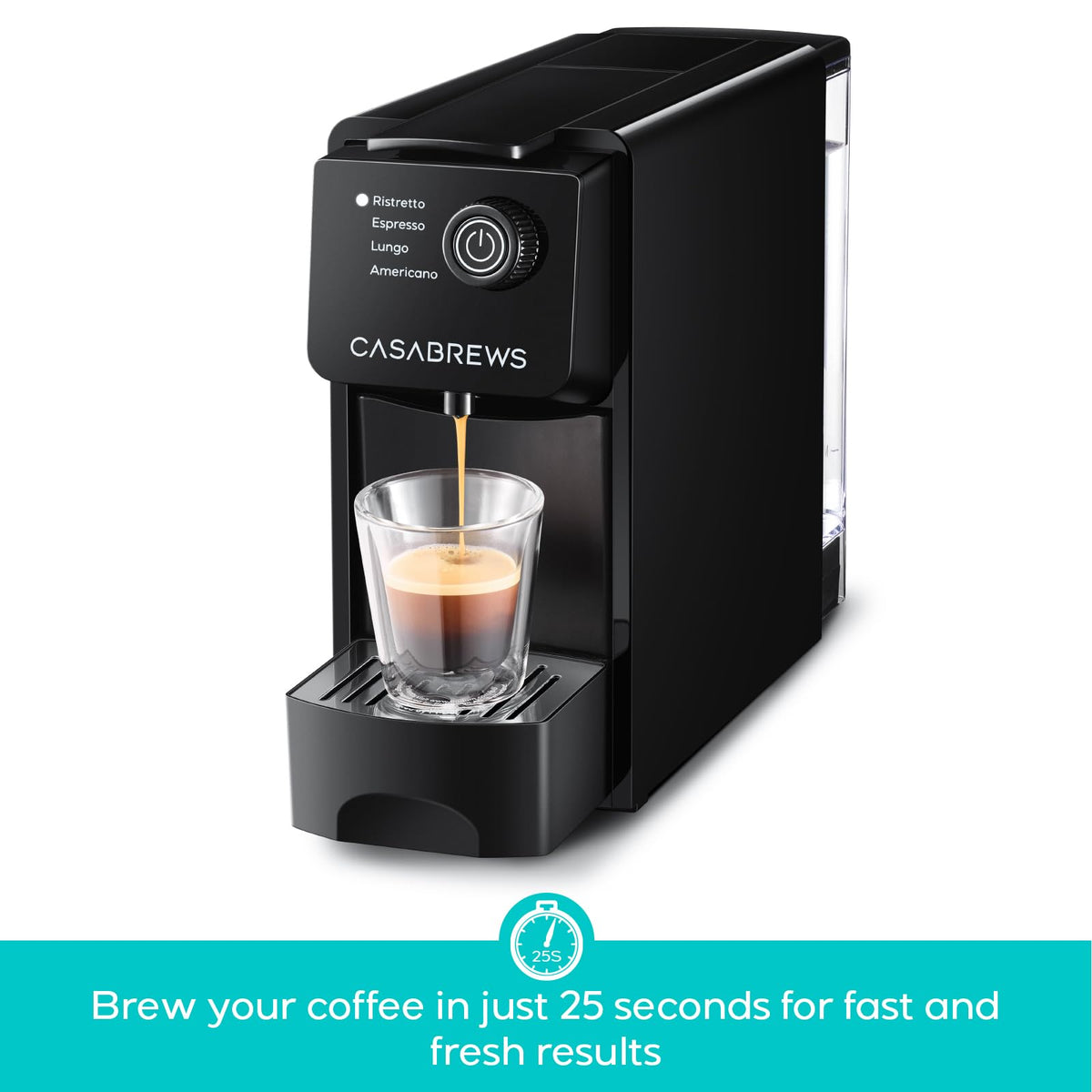 CASABREWS CM7036E Espresso Machine for Nespresso Original Pods, 20 Bar Compact Capsule Coffee Machine with 21 oz Removable Water Tank and 4 Brewing Modes, Mini Espresso Maker for Home or Office, Black