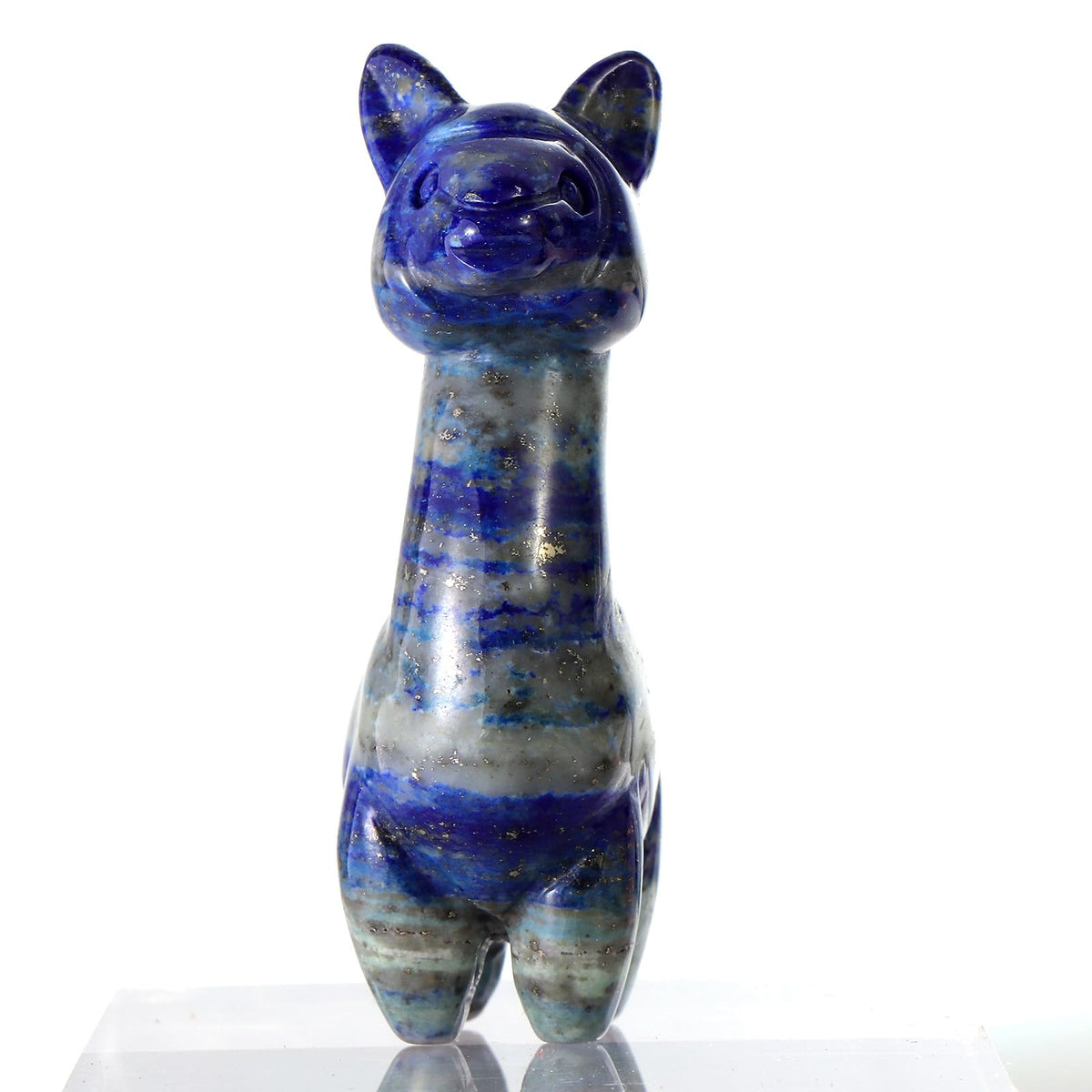 LEADGEM Lapis Lazuli Crystal Alpaca Statue Carved Blue Pocket Animal Carvings Figurine Healing Stone Sculpture for Home Office Decor Gift,2"
