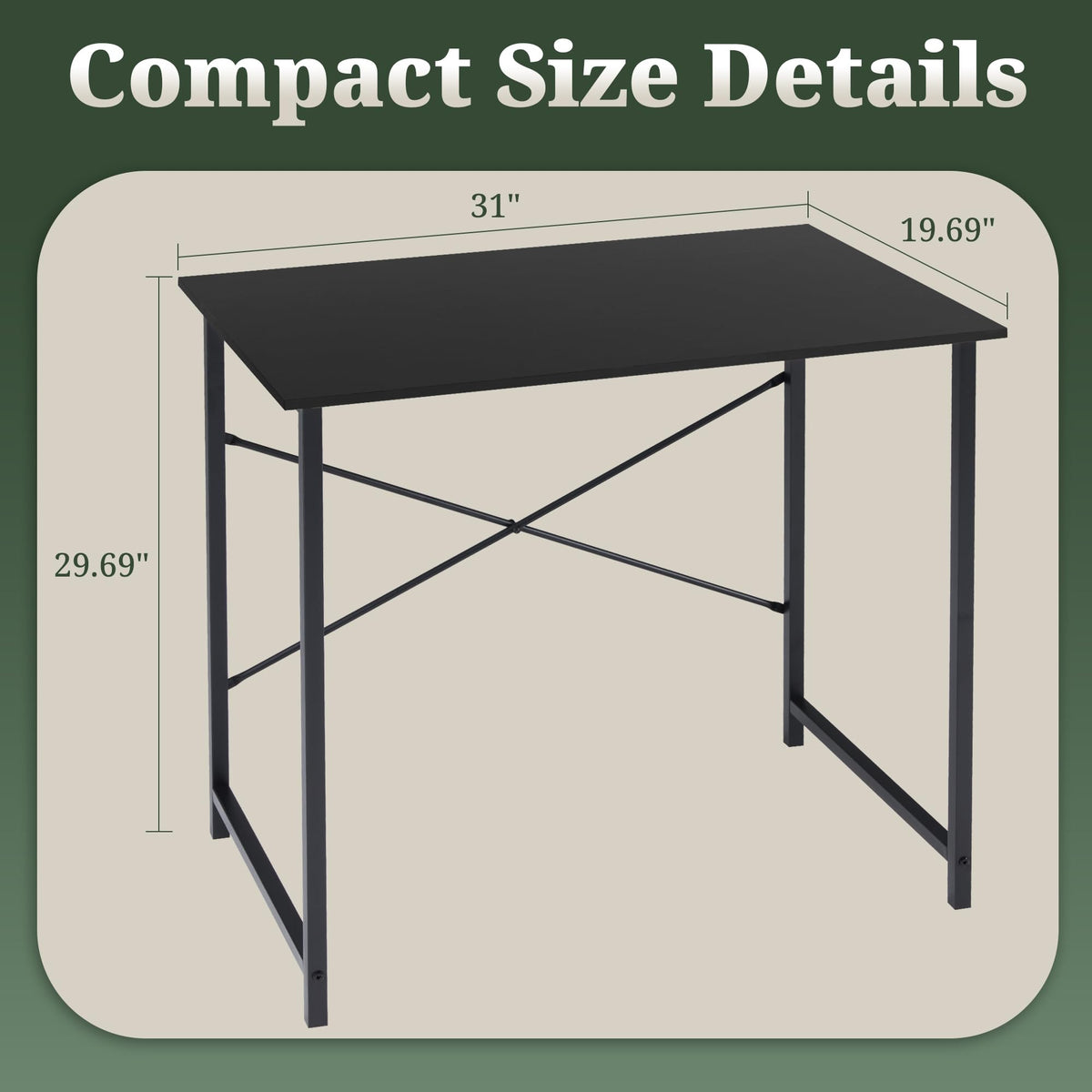 SageNest Computer Desk 32 Inch, Simple Home Office Desk Study Writing Table, Sturdy Metal Frame, Scratch-Resistant MDF Desktop for Bedroom Dorm Workspace Small Space, Black