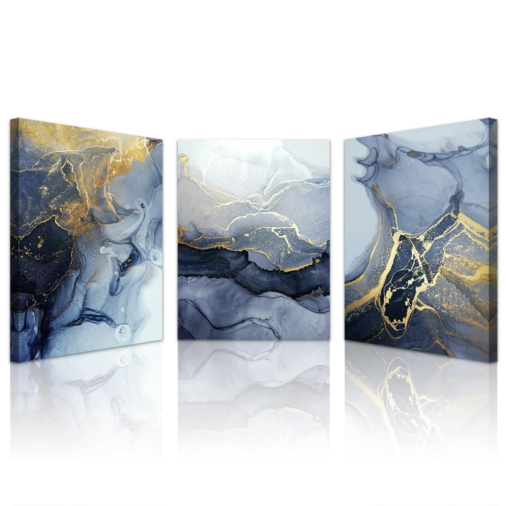 Lapremoly Abstract Canvas Wall Art - Bedroom, Living Room, Office & Bathroom Decor - 3 Piece Set (12x16 in)