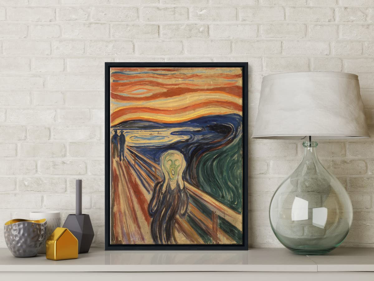 Wieco Art Framed Art The Scream by Edward Munch Famous Paintings Reproduction Abstract Canvas Prints Artwork for Wall Decor Modern Canvas Wall Art for Home & office Decoration
