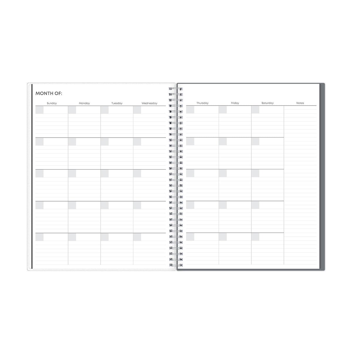 Blue Sky Note Taking Planner, Undated Planning Calendar, Monthly Layout, 8.5" x 11", Flexible Cover, With 120 Lined Notebook Pages, Durable Twin Wire Binding, Includes Snap In Bookmark, Zenra