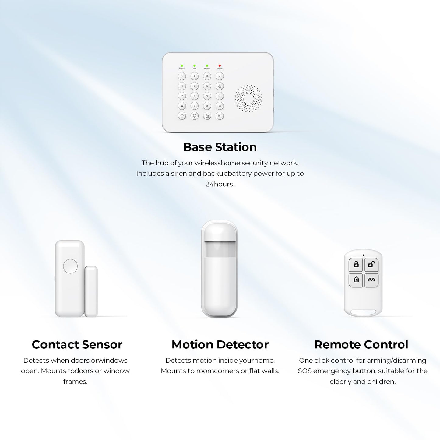 Hapippofa Wireless Home Security System WiFi/4G Home Alarm System with Phone APP Alert | Voice Control | No Subscription Fees | 24/7 Monitoring | Alexa Compatible