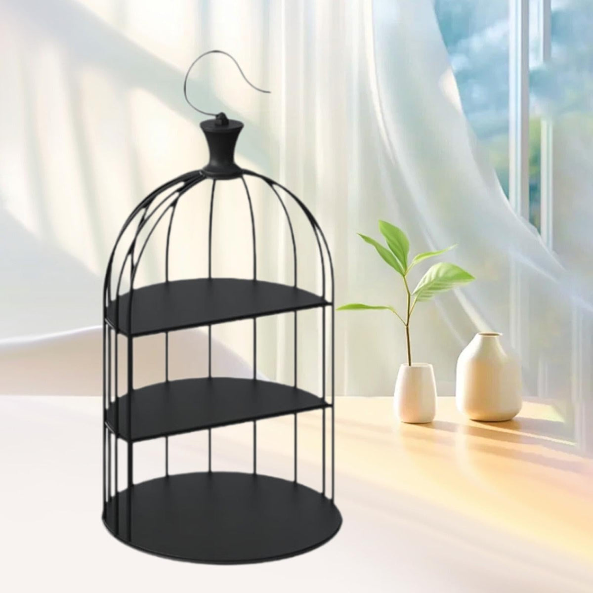 3-Tier Metal Birdcage Cake Stand, Gold Dessert Display Rack, Multi-Tier Pastry Holder for Weddings and Festive Gatherings, Decorative Fruit Plate Tray