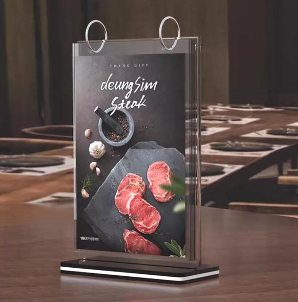 HENGSENLI A5 T-shaped multi-page flip acrylic sign holder, menu / photo / advertising / drink display stand