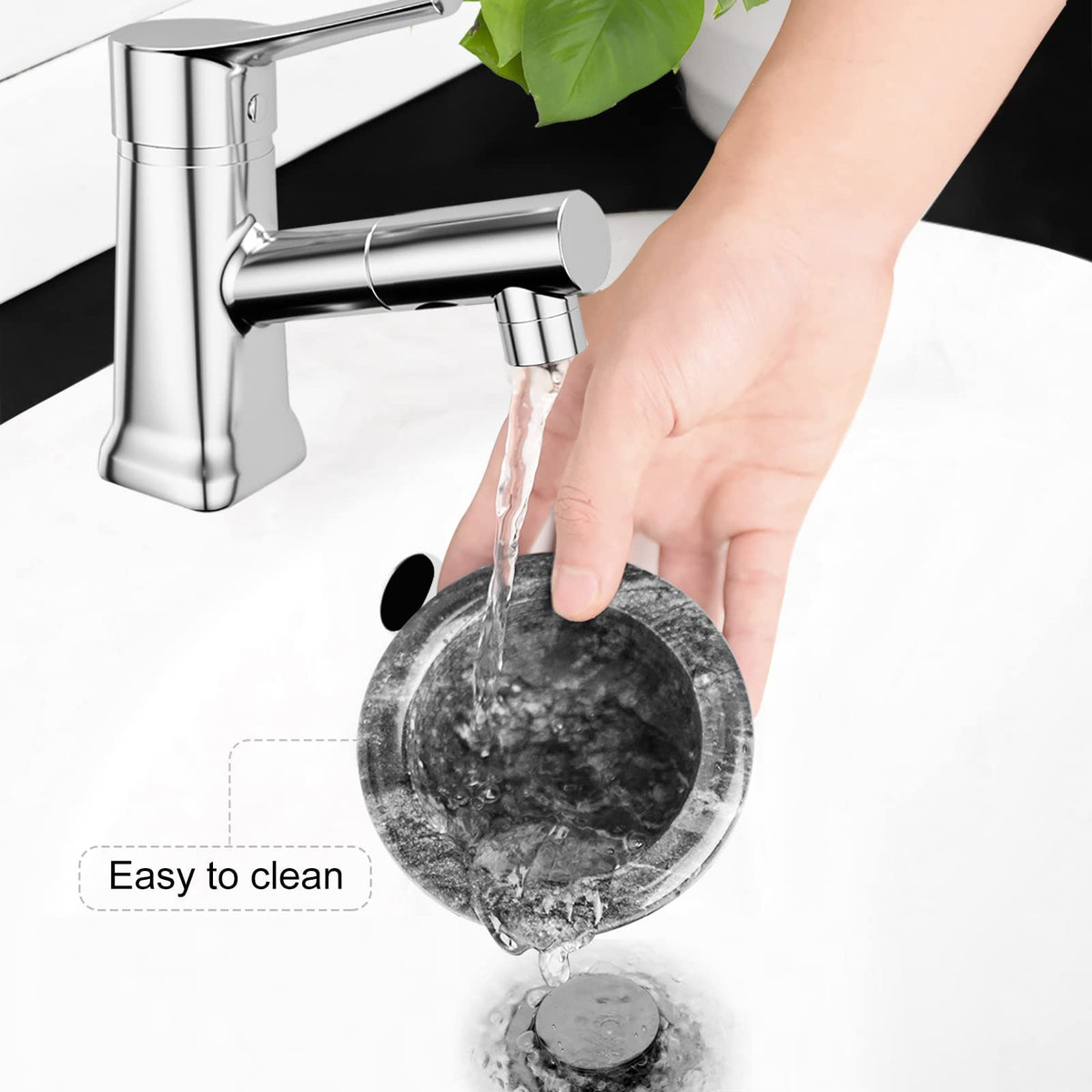 Mortar and Pestle Set, Marble Mortar and Mushroom Pestle,4 inch,1/2 Cup,Stone Grinder with Brush Placemat for Pills Herbs Spices,Easy to Grip,Gets a Fine Grind Easily,Pill Crusher,Black
