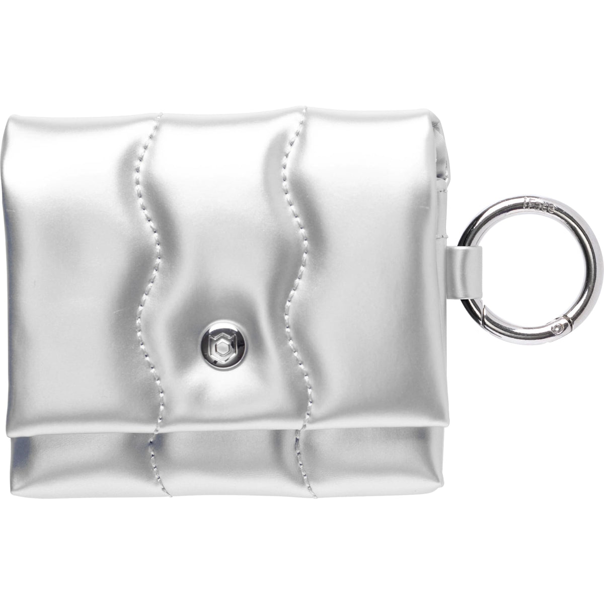 iFace BeBling Wave Soft Earbud Pouch [Vegan Leather, Water-Resistant Cushion Protection, Magnetic Closure,Carabiner Hook,Stylish Compact Case Compatible with AirPods 1/2/3/4,Pro1/2&Galaxy Buds]-Silver