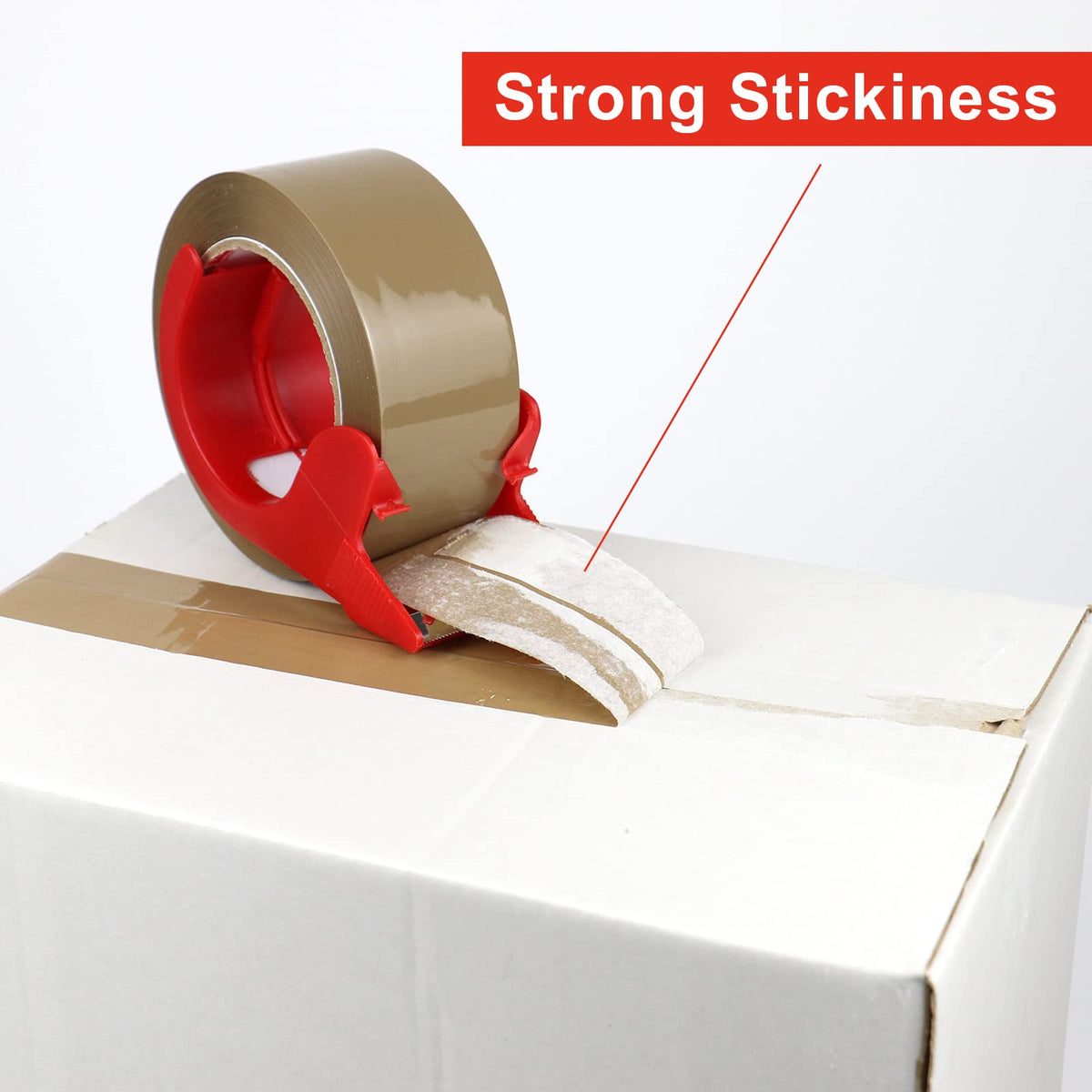 BOMEI PACK Heavy Duty Brown Packing Tape with Dispenser, 2.6 mil, 1.88 inch x 110 Yards (3 Pack), Total 330Y, Brown Tape Refills for Shipping, Mailing, Moving & Storage