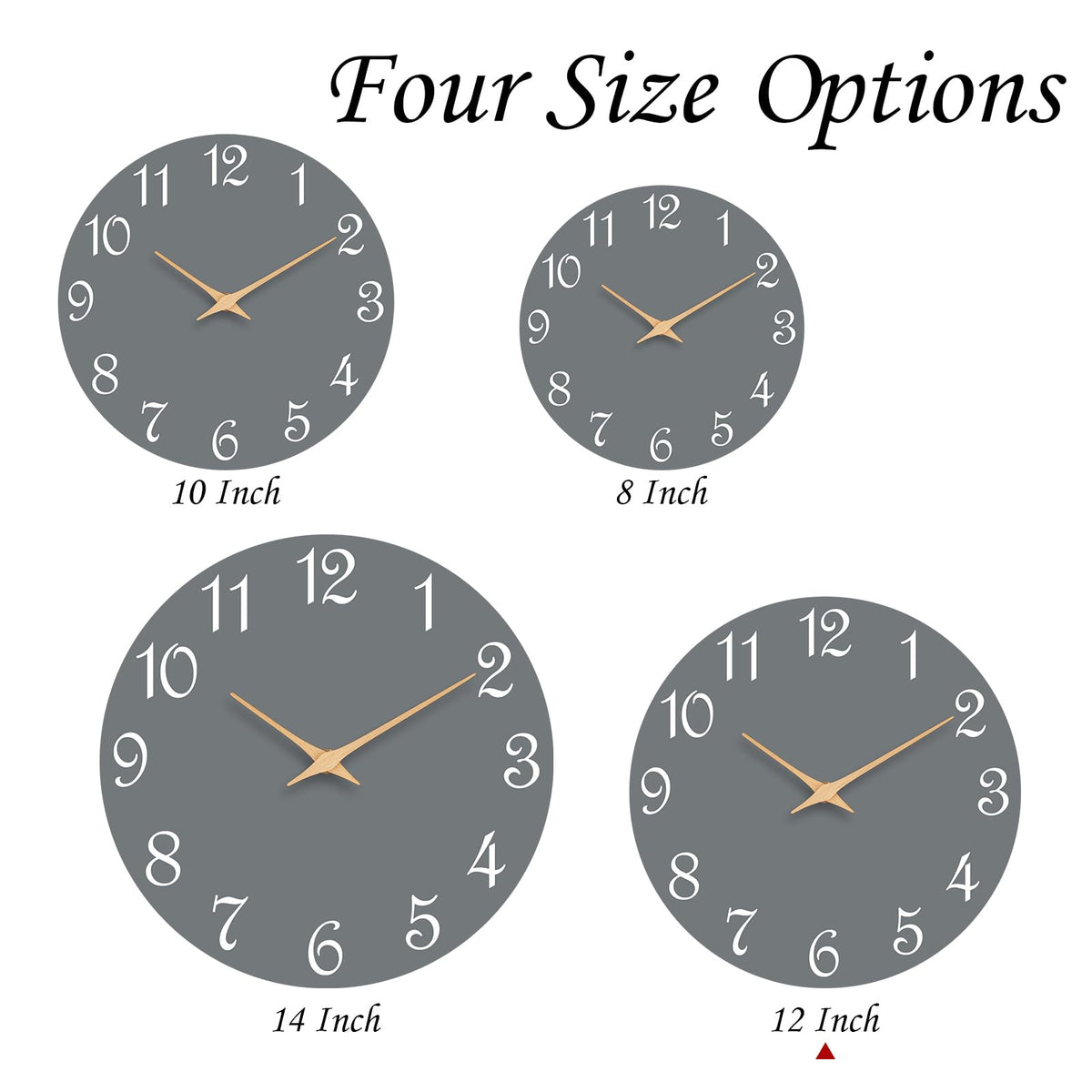 Roymnie Wall Clock 12 Inch, Modern Wall Clocks Battery Operated, Silent Non Ticking Clock Decorative for Living Room, Office, Bedroom, Home, School (Gray)
