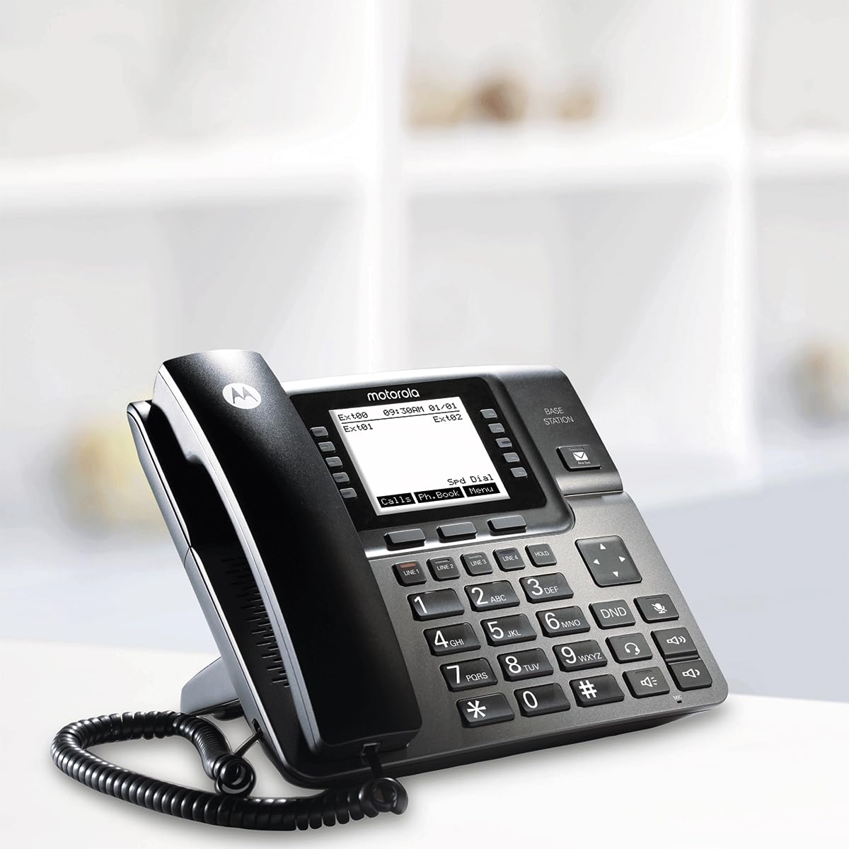 Motorola ML1000 4-Line Corded Base Station | Expandable Small Business Phone System | Supports up to 10 Wireless Extensions (ML1100/ML1200) | Digital Receptionist & 200-Minute Answering System