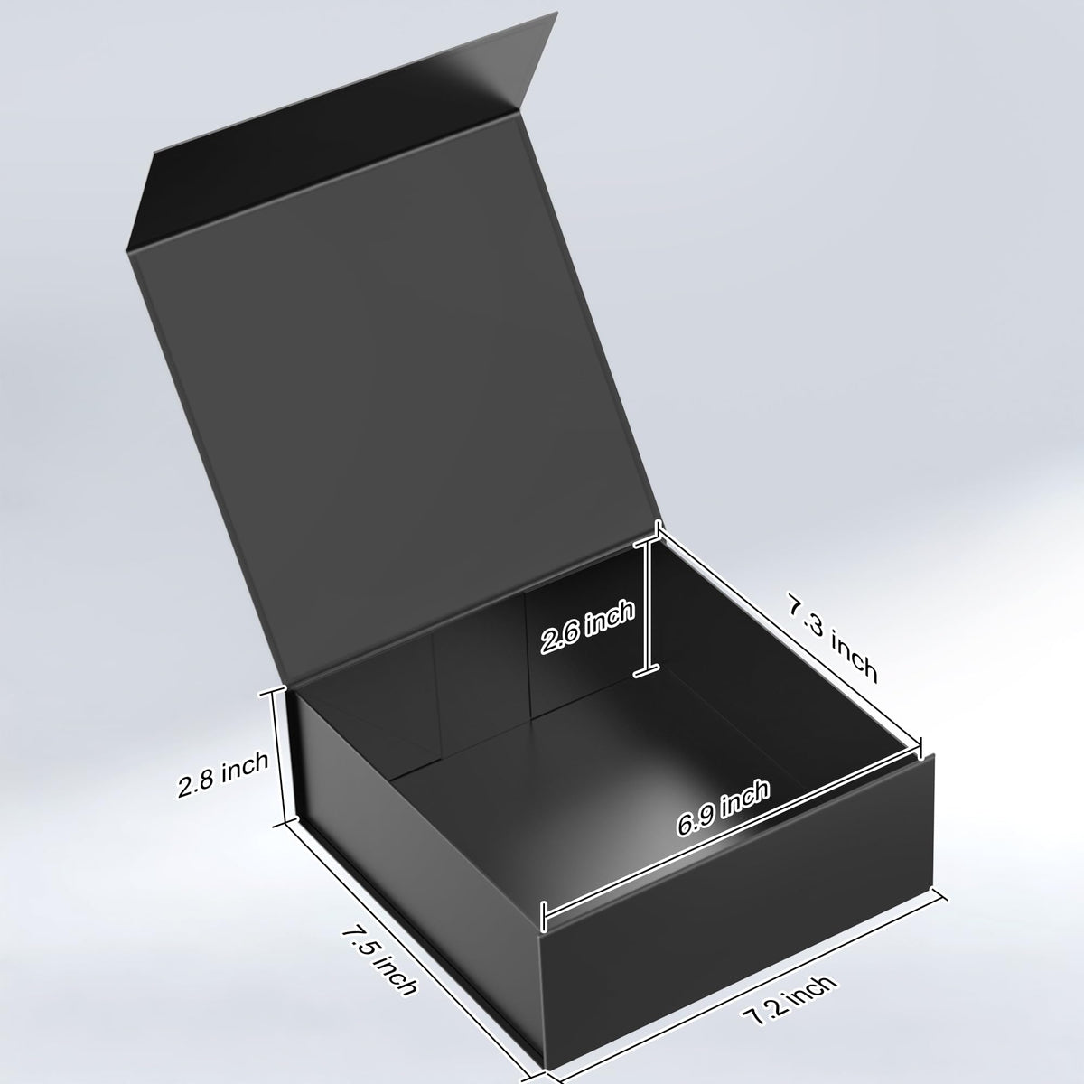 TILSWALL Gift Box 7.5''x7.2''x2.8'' Black Gift Boxes with Magnetic Lids for Presents, Rectangle Collapsible Luxury Gift Box for Proposal, Wedding, Christmas, Birthday, Contains Card, Ribbon, Filler