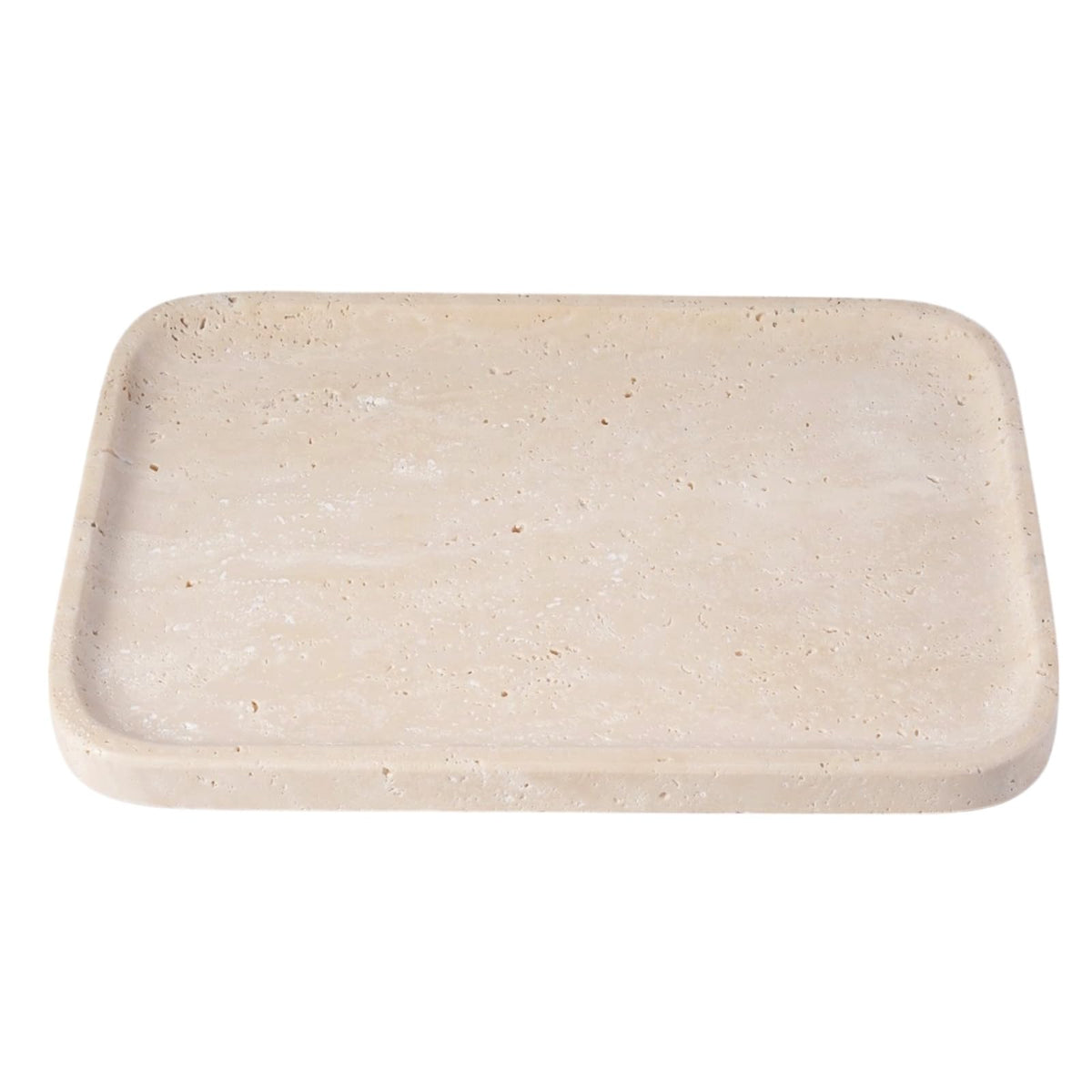 Travertine Vanity Tray, Stone Bathroom Tray for Countertop, 14'' Marble Decorative Dresser Trays, Large Serving Trays for Kitchen Counter, Storage for Kitchen Sink, Perfume, Jewelry Holder