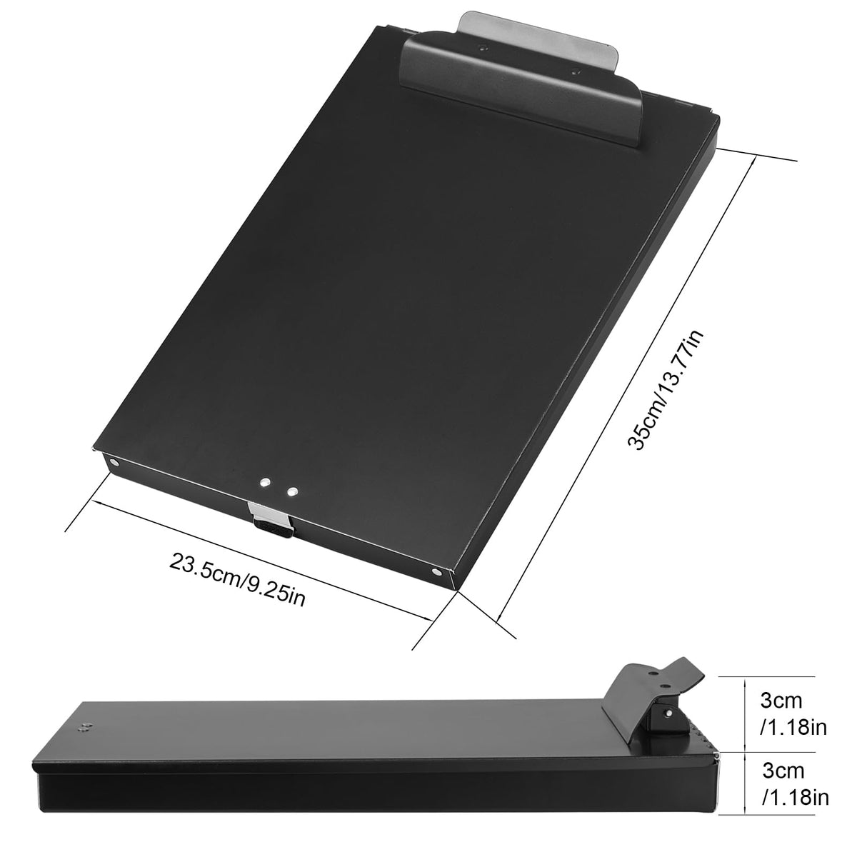 ZCZN Recycled Aluminum Storage Clipboard, Clipboard Box, Form Holder, Suitable for School, Office, Jobsite or Medical Staff, 9.25 x 13.78 Inches, Black
