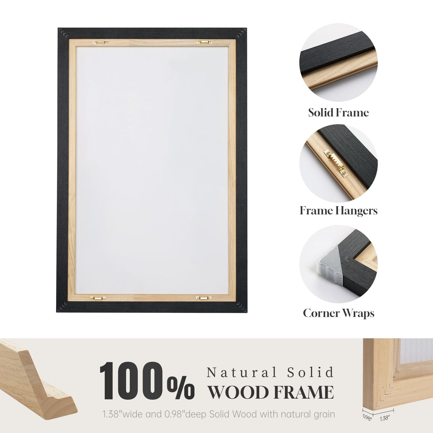 Framed Black and White Abstract Wall Art Set, 3 Piece Canvas Prints Paintings Artwork for Walls, Modern Minimalist Abstract Geometric Pictures for Living Room, Bedroom, Dining Room, Office Wall Decor