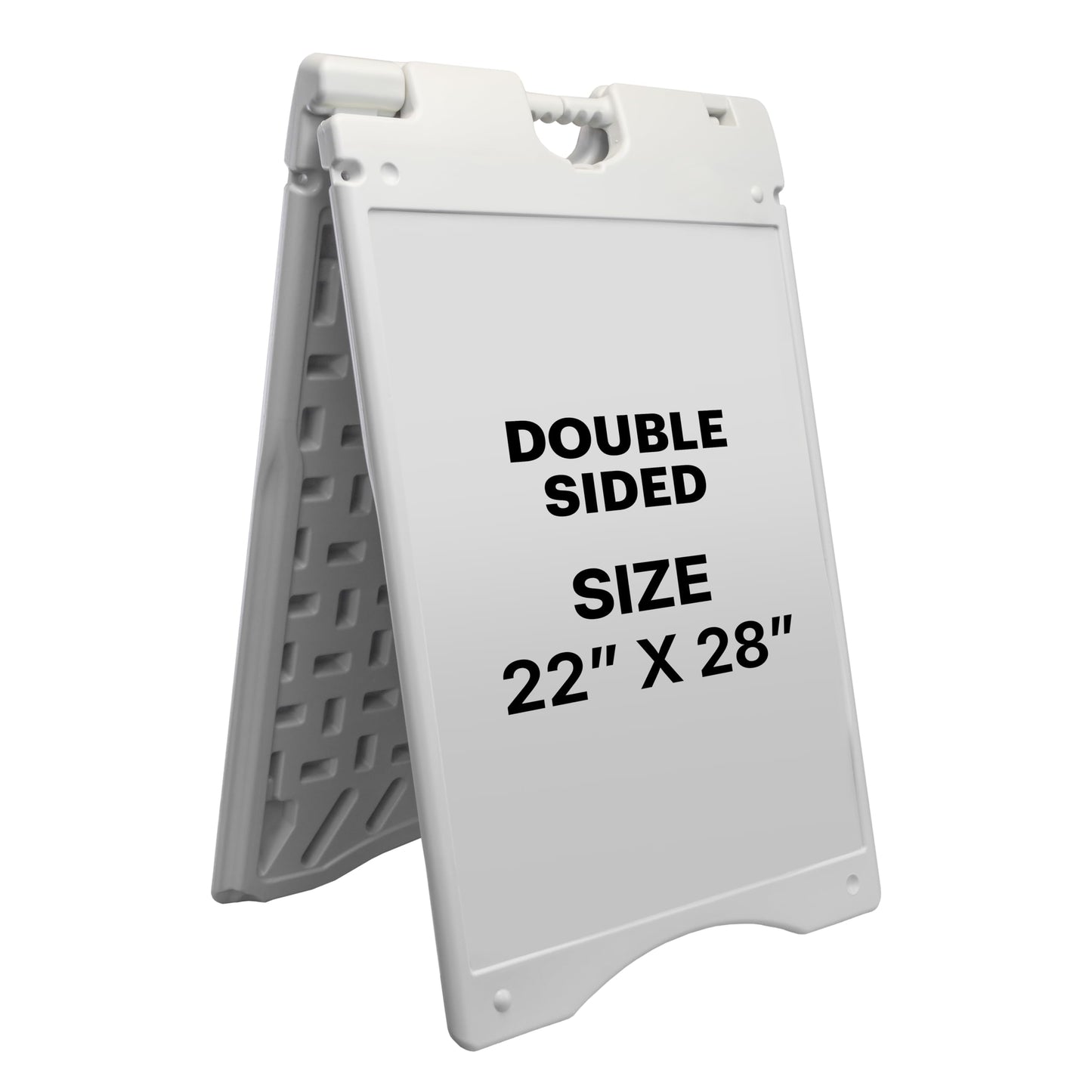 Jumbl A-Frame Signboard 22” x 28” Display Surface – Large Outdoor Sandwich Board w/Weather Resistant PVC Sign Protector & Sand Fill Holes – Dual Signage Stand for Storefront Sidewalk Curb (White)