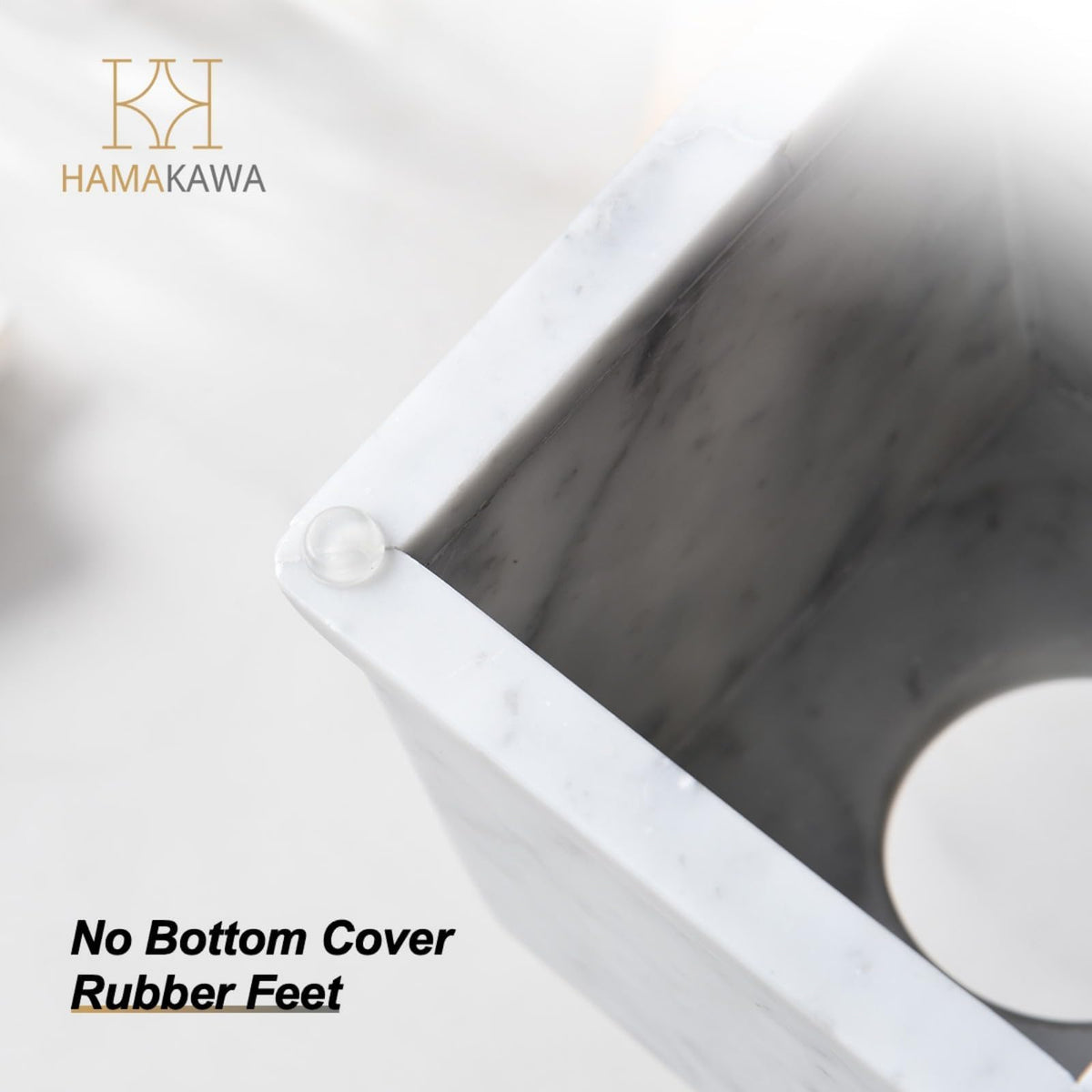 HAMAKAWA Natural Marble Tissue Box Cover, Carrara White Tissue Organizer 6 x 6 x 5.7 inch, Heavy Stone Decorative Box, Square Tissue Box Holder for Home Decor, Kitchen, Bathroom, Bedroom