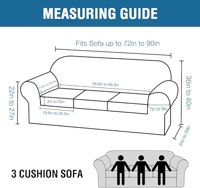 H.VERSAILTEX Modern Velvet Plush 4 Piece High Stretch Sofa Slipcover Furniture