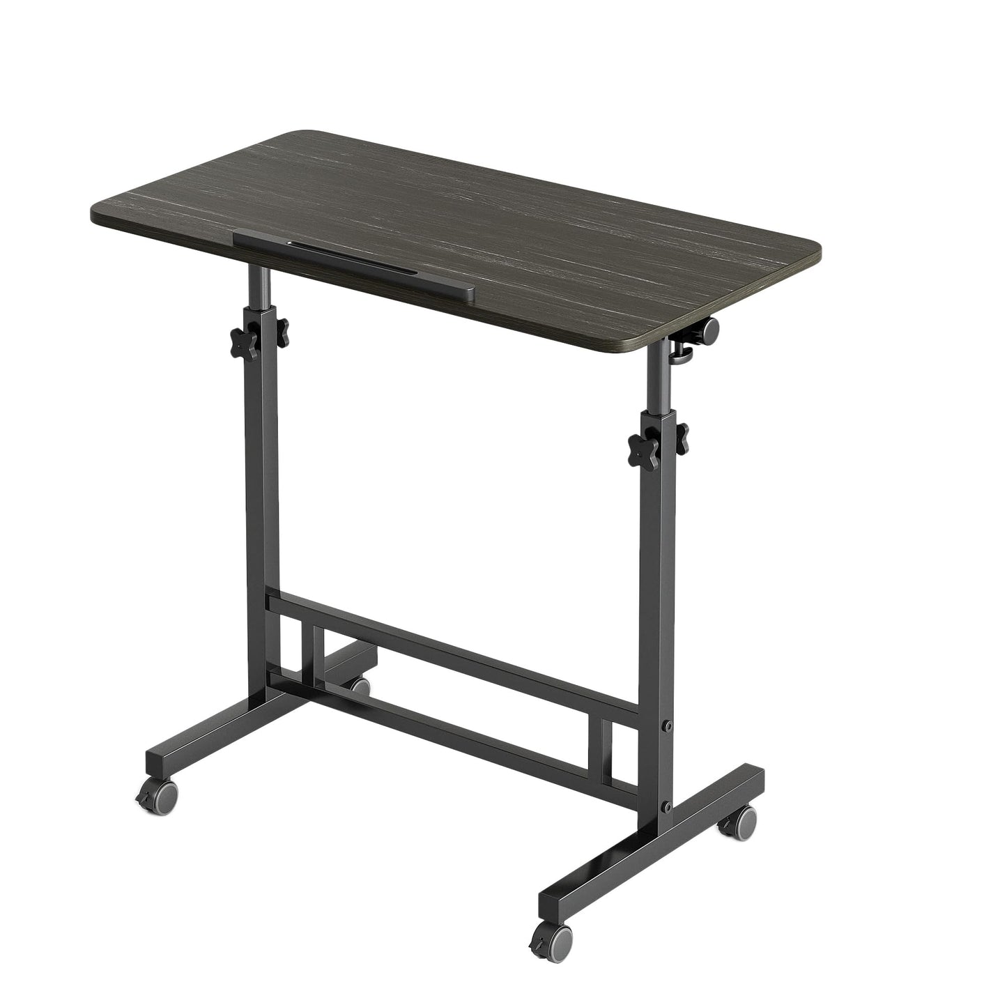 Furist Small Standing Desk Adjustable Height 32 Inch Mobile Sit Stand up Desk Portable Rolling with Wheels Standing for Walking pad Treadmill Black